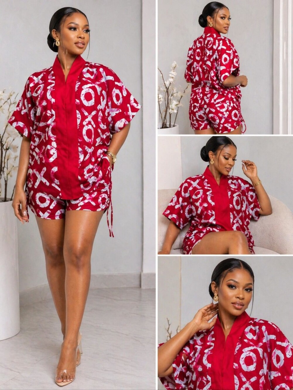 Red XO African Print Two-Piece | Cotton |